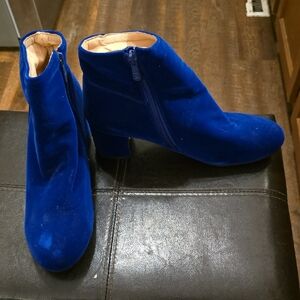Blue Velvet Ankle Boots